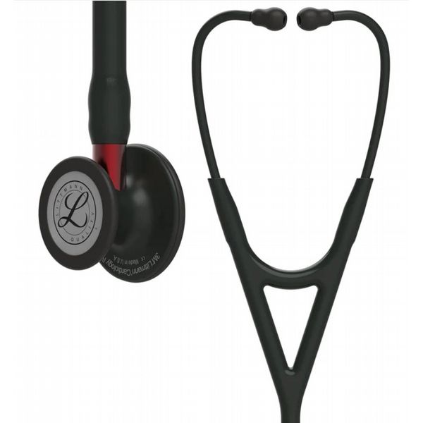 3M Littmann Cardiology IV Stethoscope Black Finish Chest Black Tube Red Stem - 27\