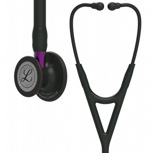 3M Littmann Cardiology IV Stethoscope Black-Finish Chest Black Tube Violet Stem - 27\