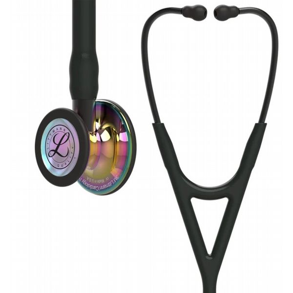 3M Littmann Cardiology IV Diagnostic Stethoscope High Polish Rainbow Black Tube - 27\