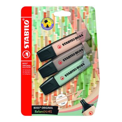 Stabilo Boss Highlighter Nature Colours 3's Biege, Warm Grey, Earth Green