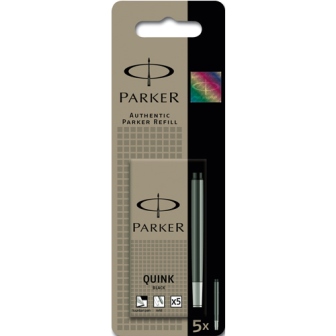 Parker Quink Ink Cartridge Permanent Black S0712400 - 5 x Pack of 12