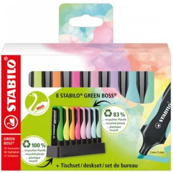 Stabilo Green Boss Desk Set Highlighter Assorted (8 Pack)