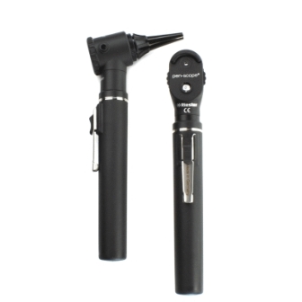 Pocket Otoscope And Ophthalmoscope - AA-Handle With Vacuum Light 2.7V - Black - In