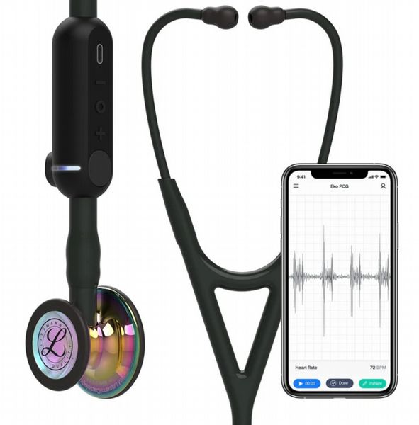 3M Littmann CORE Digital Stethoscope High Polish Rainbow, Black Tube