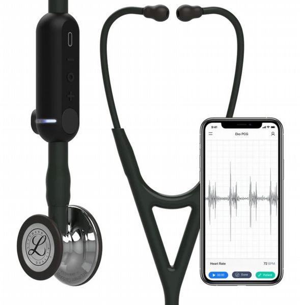 3M Littmann CORE Digital Stethoscope Mirror Chestpiece, Black Tube